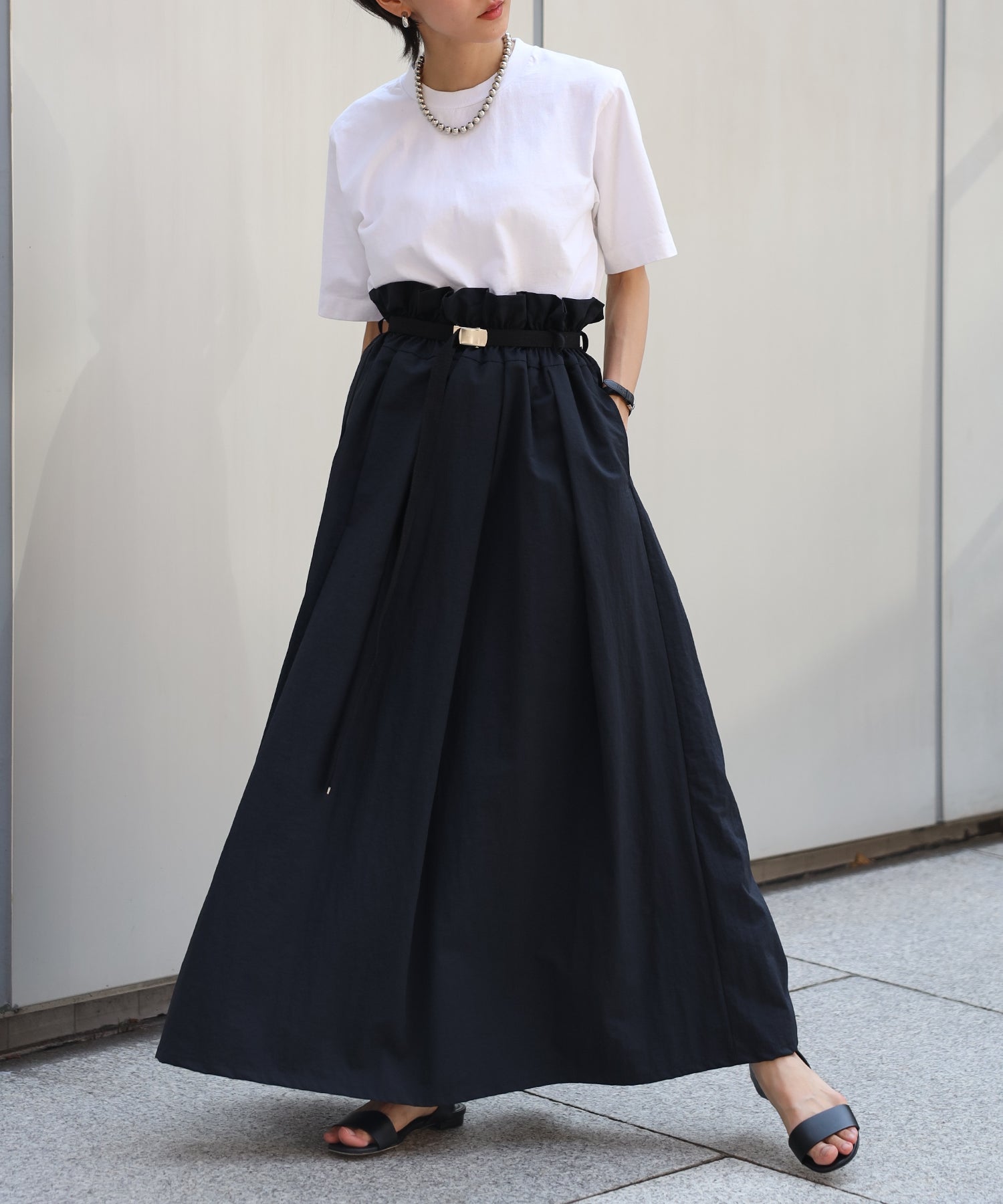 【Water-Repellent】Belt set Flared Skirt