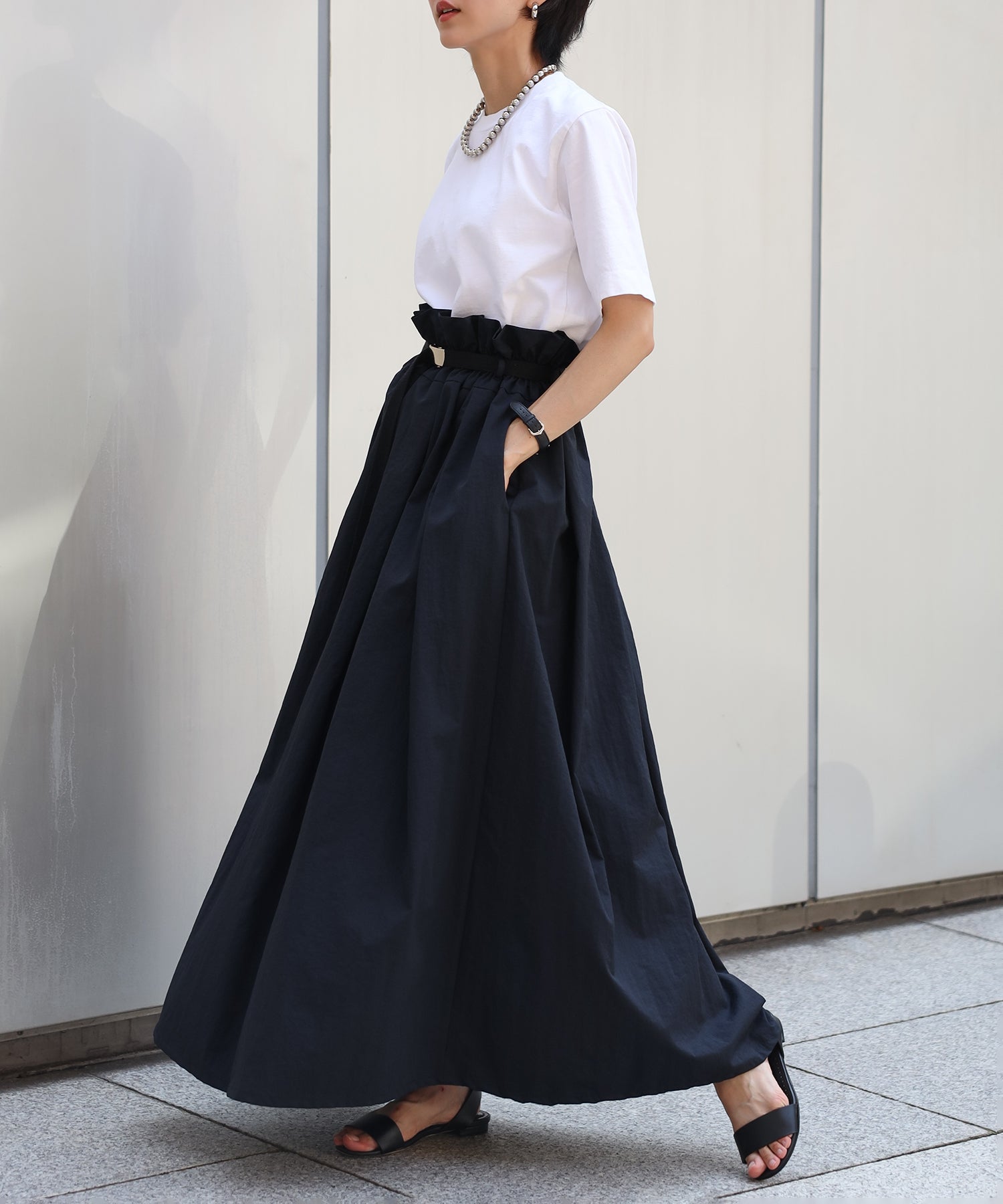 【Water-Repellent】Belt set Flared Skirt