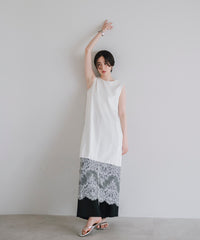 【Layerable】Lace Layered Sleeveless Onepiece