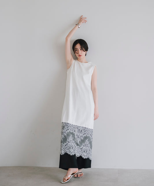 【Layerable】Lace Layered Sleeveless Onepiece