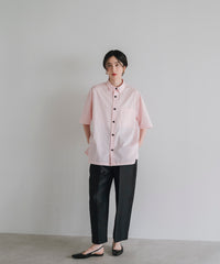 【Assorted Fabrics】Relaxed Boxy Half-Sleeve Shirt