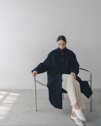 【Premium Texture】2Way Stand Collar Long Coat