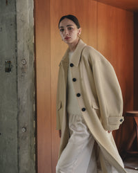 【Premium Texture】2Way Stand Collar Long Coat