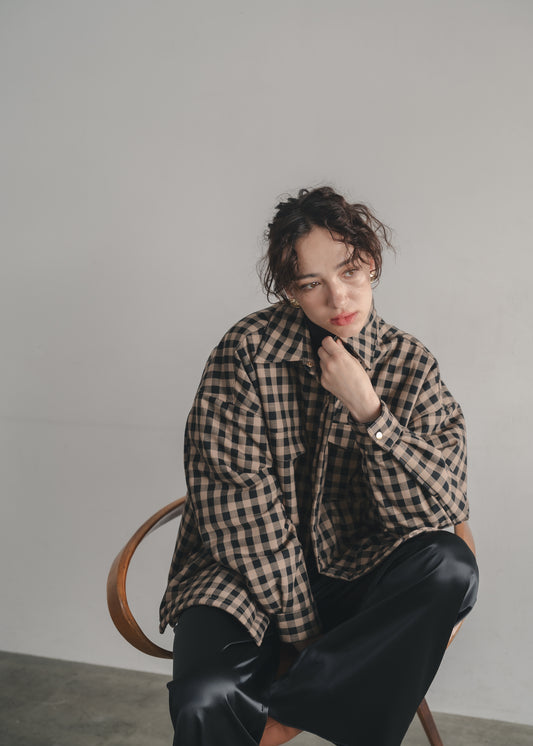 【Assorted Fabrics】Oversize Shirt Jacket