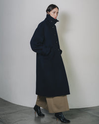 【Premium Texture】2Way Stand Collar Long Coat
