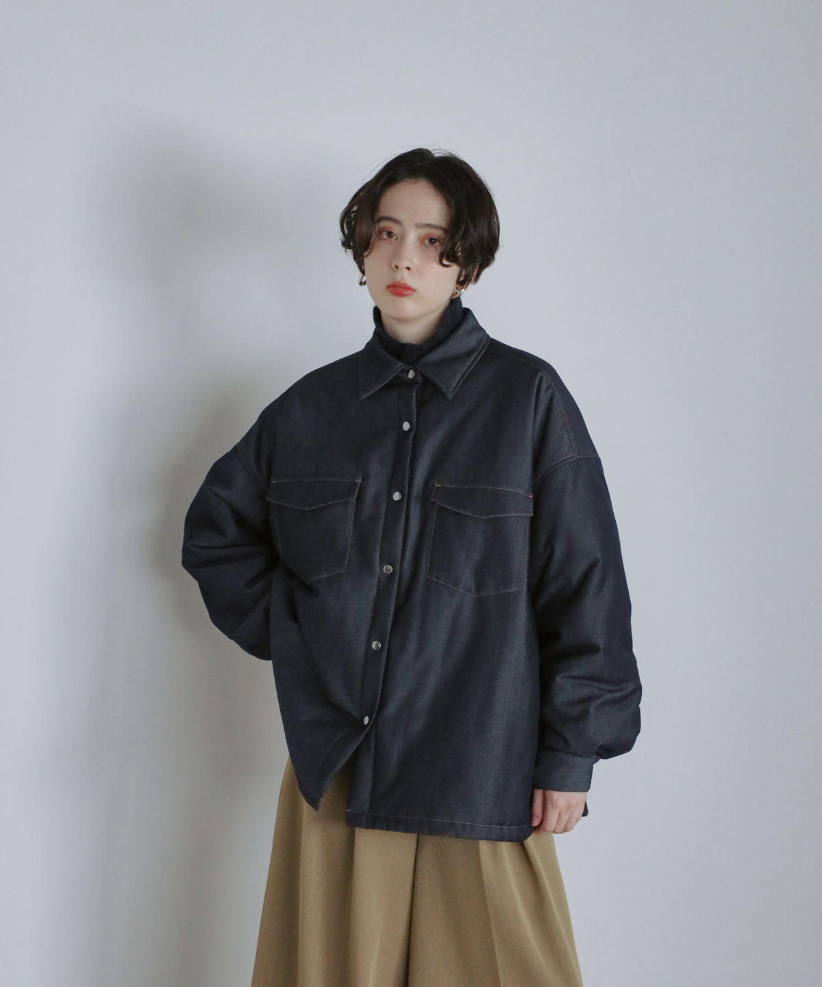 【Assorted Fabrics】Oversize Shirt Jacket