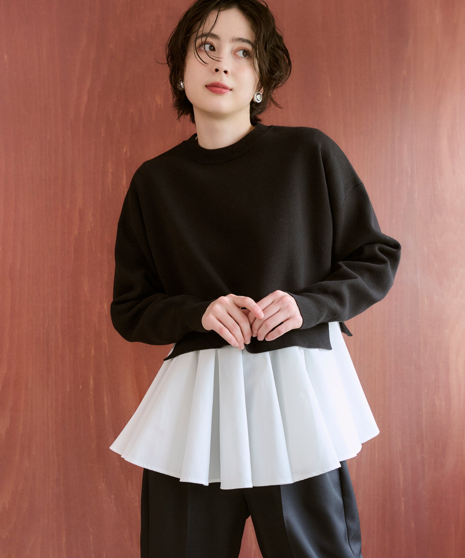 【Water-Repellent】Basic Peplum Blouse