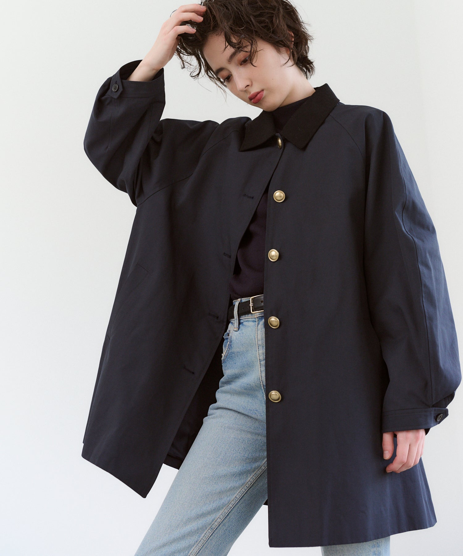 mare Traditional Aline Coat ネイビー Versatile】Traditional Corduroy Collar Aline Coat – maré（マレ
