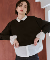 【Wrinkle Prevention】Scallop Collar Blouse