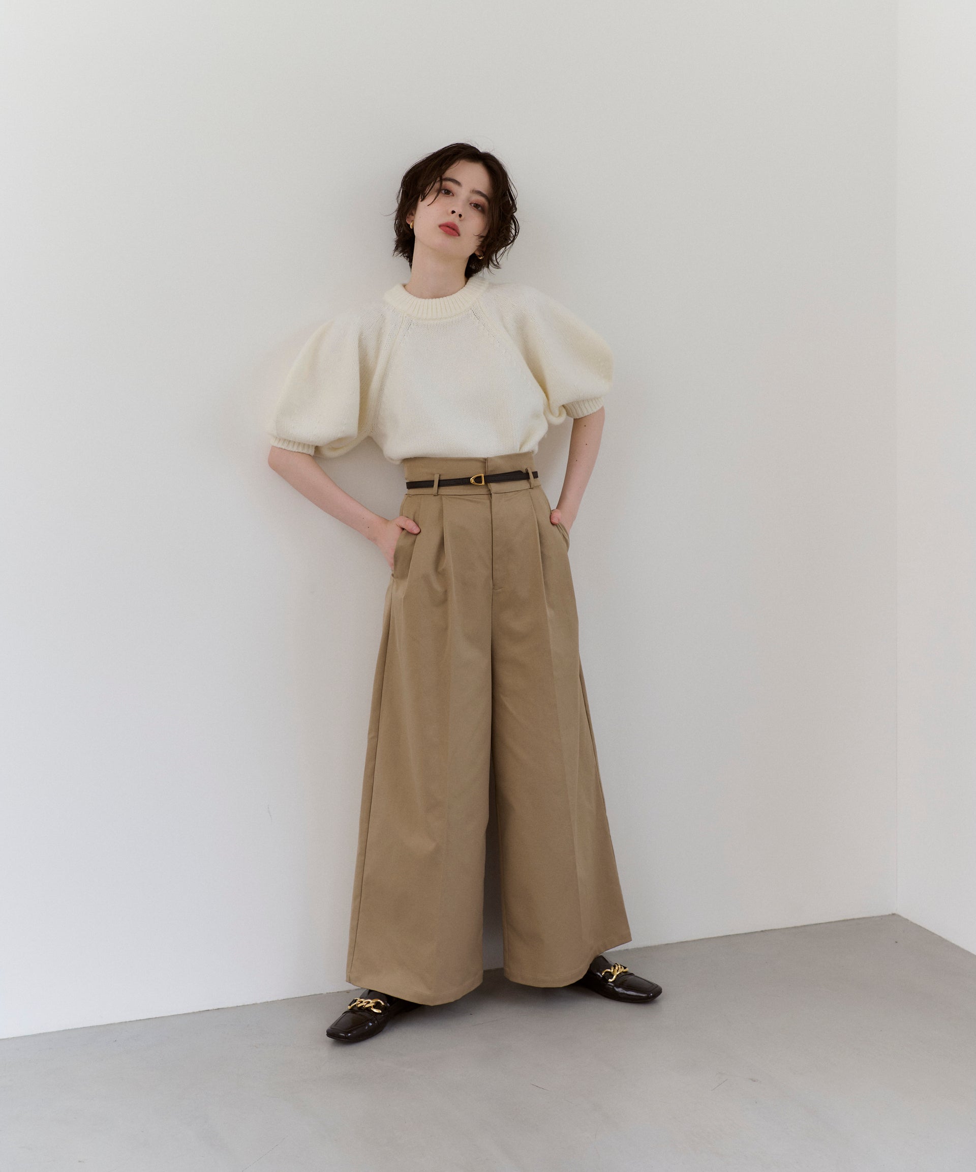 【Anti-Pilling】Wool Mix Half Sleeve Knit