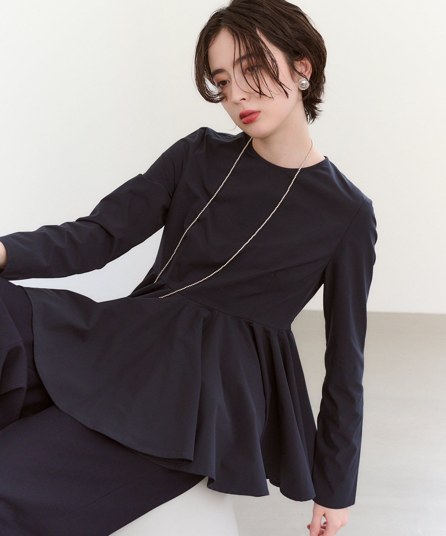 【Water-Repellent】Basic Peplum Blouse