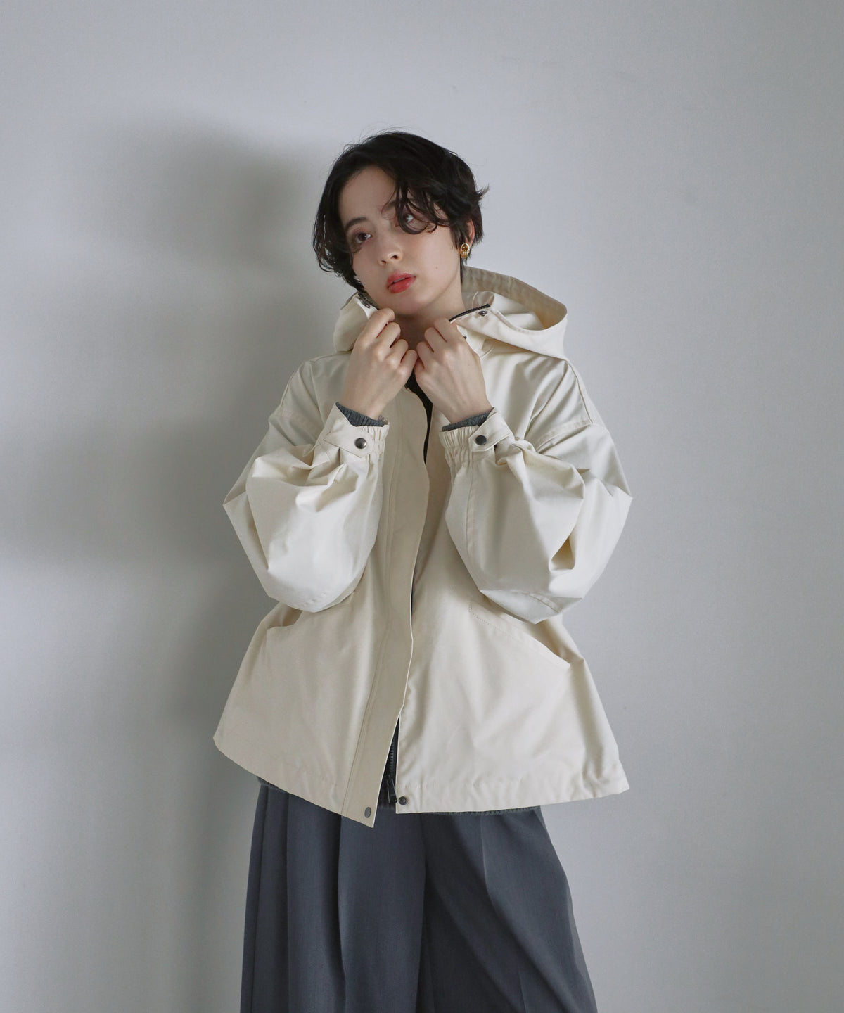 【Water Repellent】Stand Collar Flared Blouson