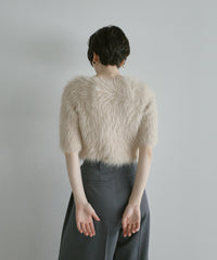 【Soft Touch】Fluffy Shaggy Half Sleeve Knit