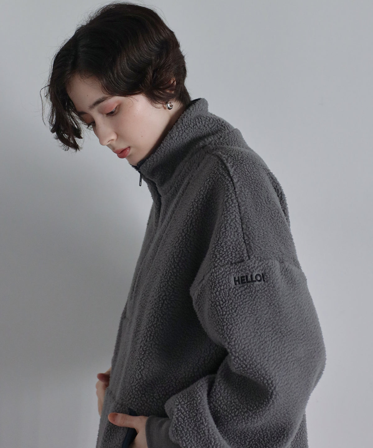 【Machine Washable】Minimal Logo Half-Zip Fleece