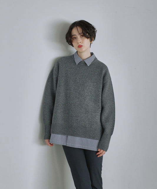 【Classic Comfort】Soft Wool × Cashmere Relaxed Crewneck Knit
