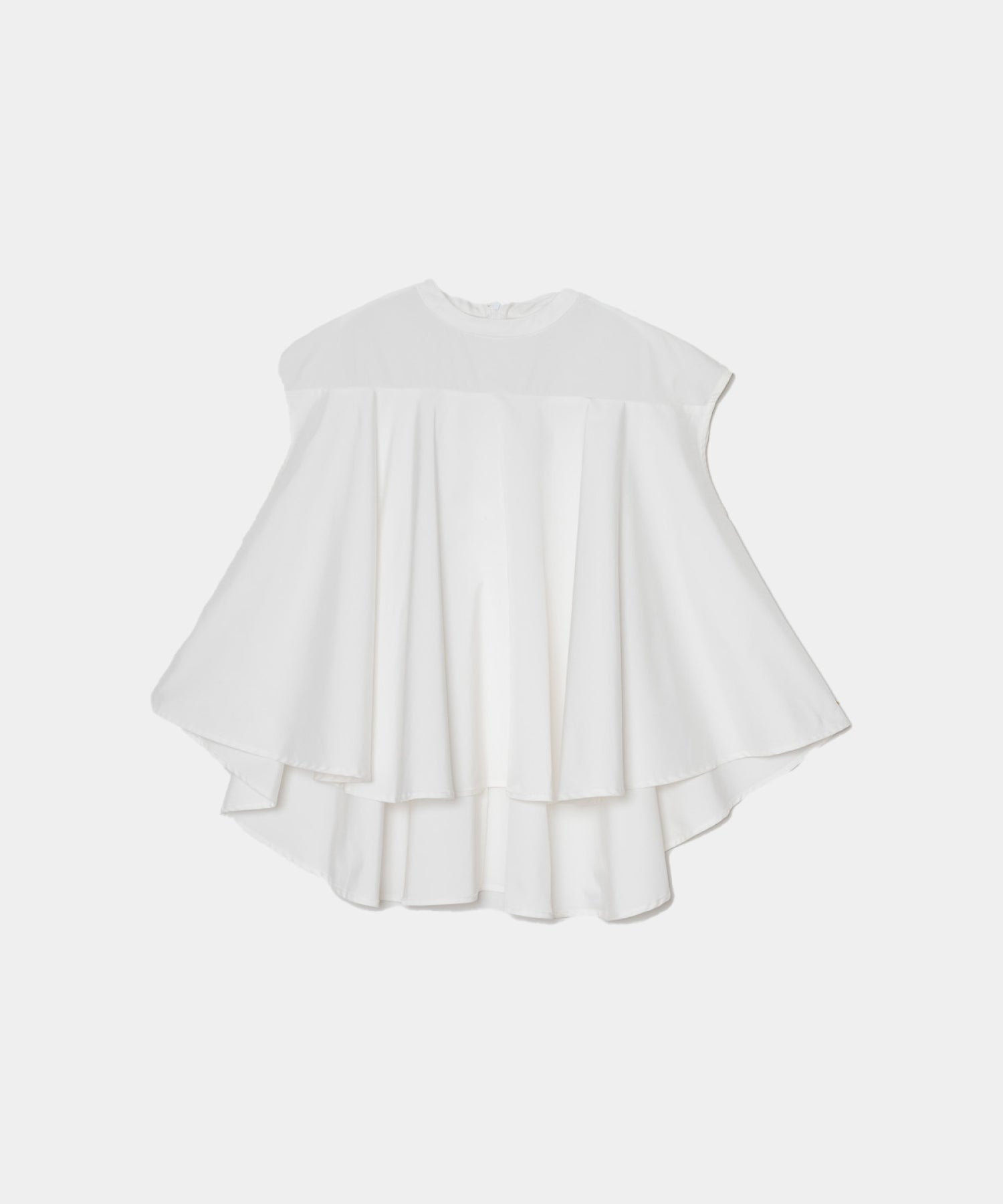 【Water-Repellent】Sheer Docking French Sleeve Blouse