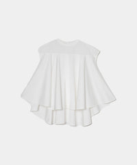 【Water-Repellent】Sheer Docking French Sleeve Blouse