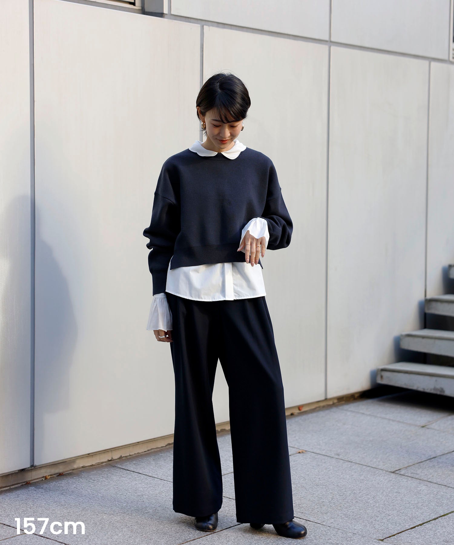 【Layerable】Short Side Slit Knit