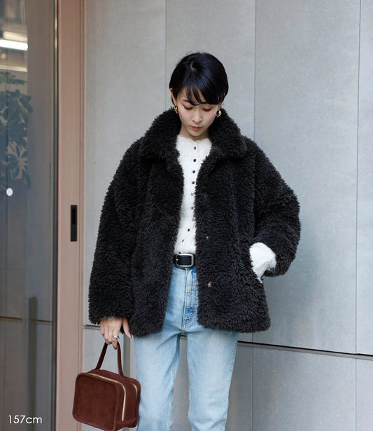 【Machine-Washable】2Way Collar Boa Coat