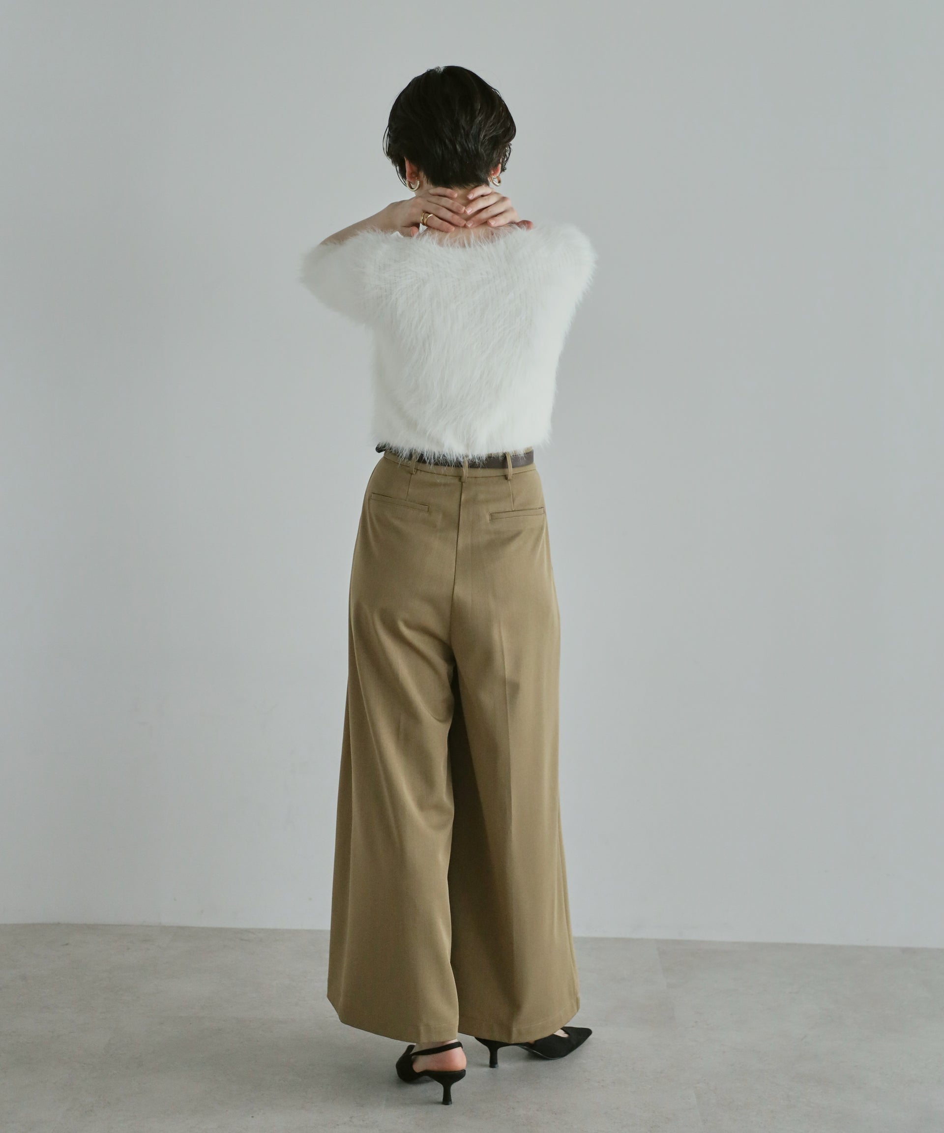 【Soft Touch】Fluffy Shaggy Half Sleeve Knit