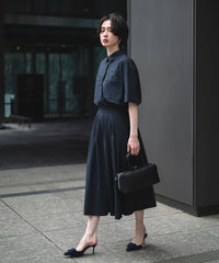 【Cool-Touch】Buckle Tuck Flare Skirt