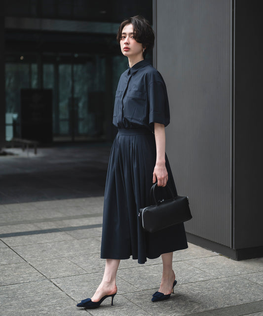 【Cool-Touch】Buckle Tuck Flare Skirt