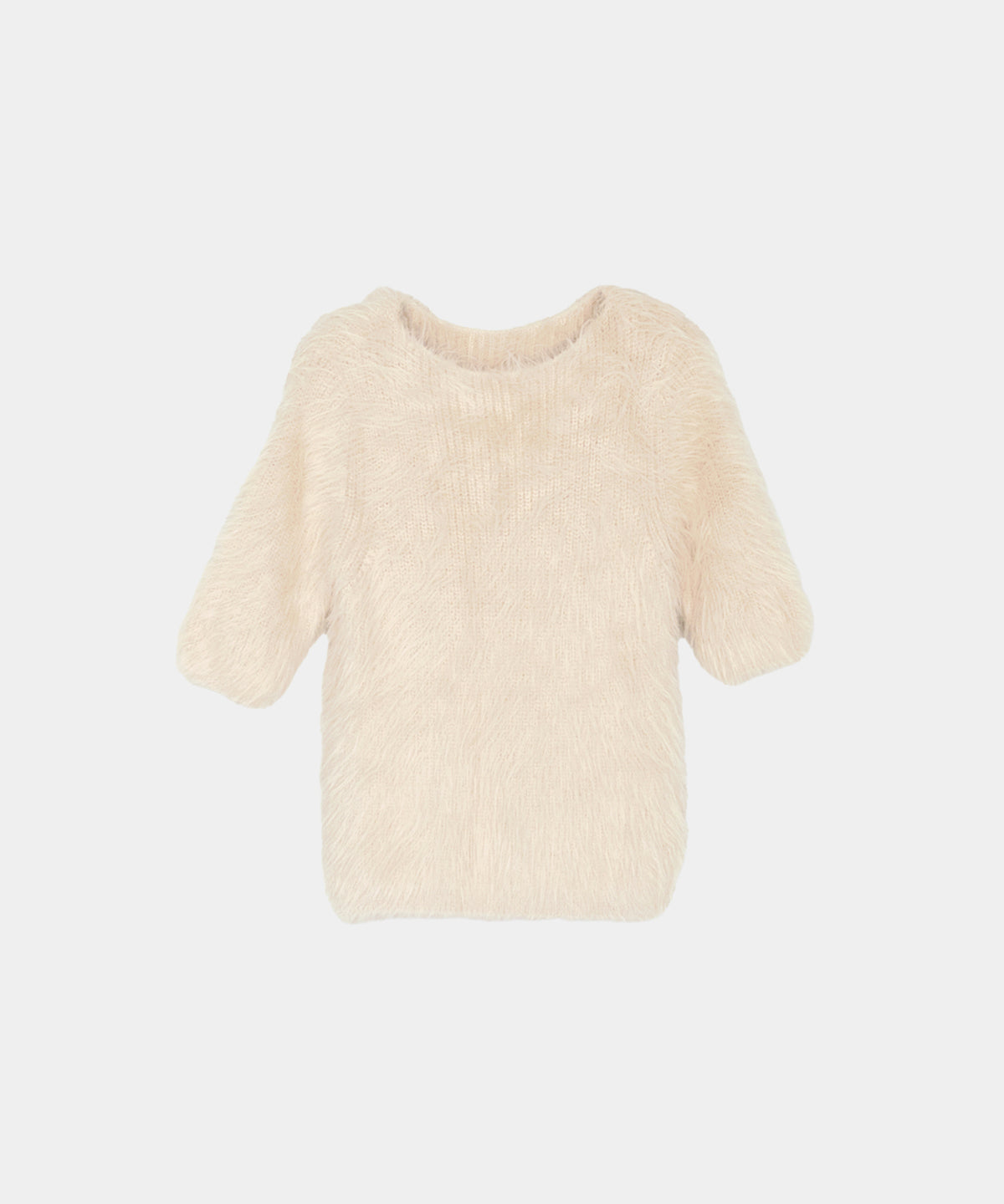 【Soft Touch】Fluffy Shaggy Half Sleeve Knit