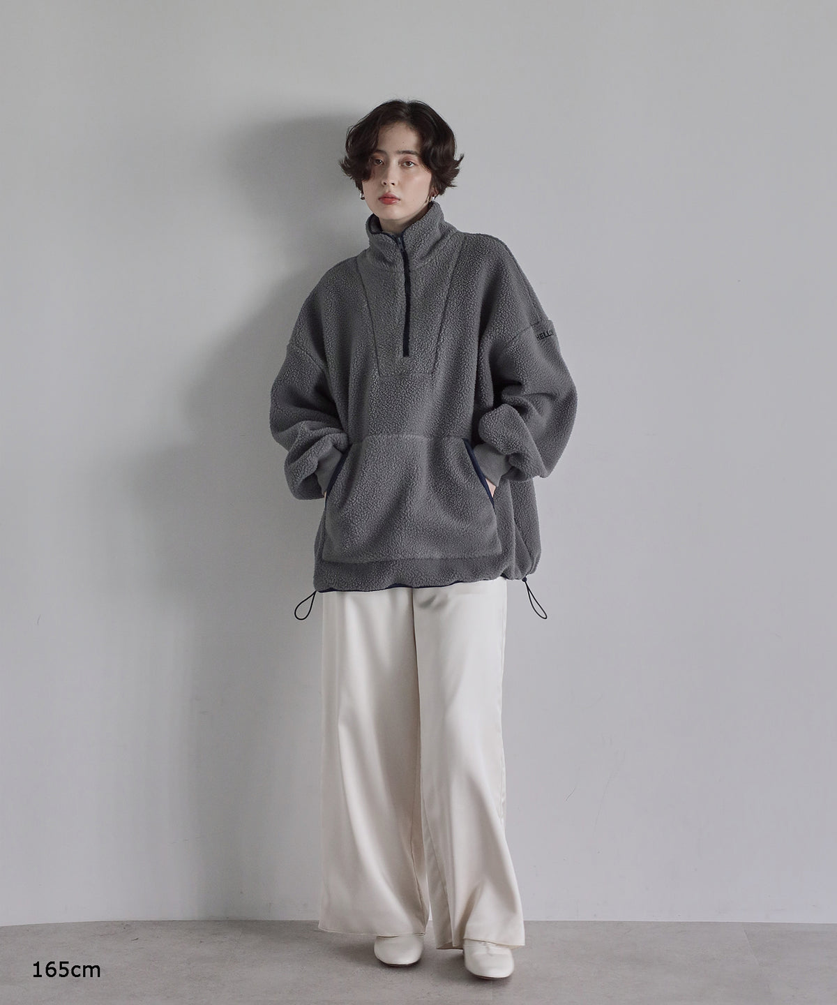 【Machine Washable】Minimal Logo Half-Zip Fleece