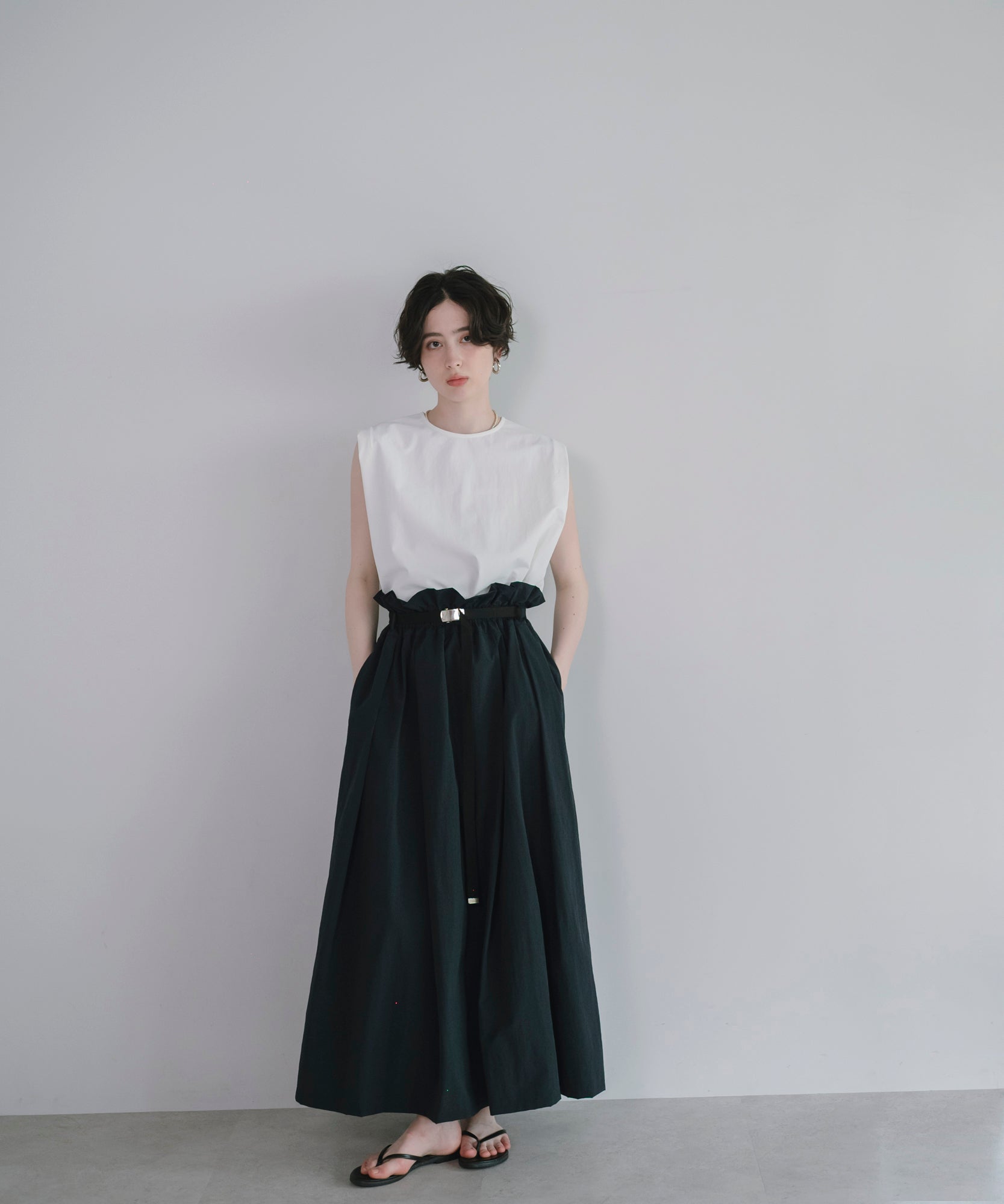 【Water-Repellent】Belt set Flared Skirt