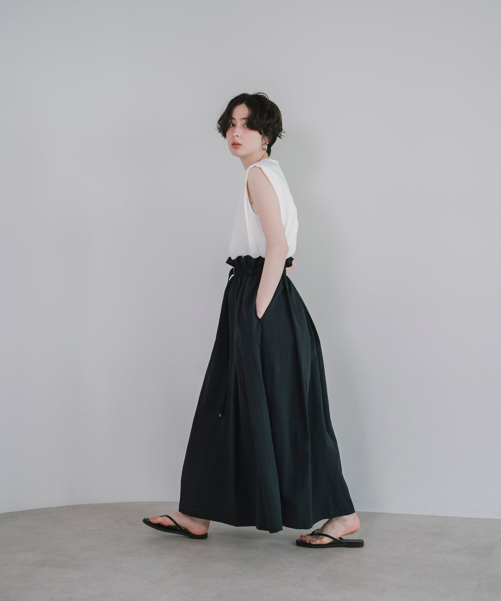 【Water-Repellent】Belt set Flared Skirt