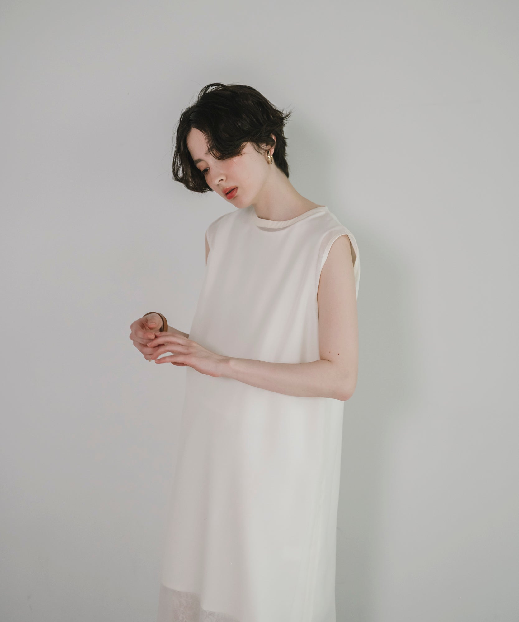 【Layerable】Lace Layered Sleeveless Onepiece