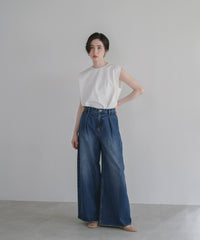 【KUROKI Denim】Tucked Wide Denim