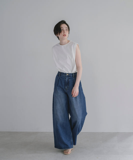 【KUROKI Denim】Tucked Wide Denim