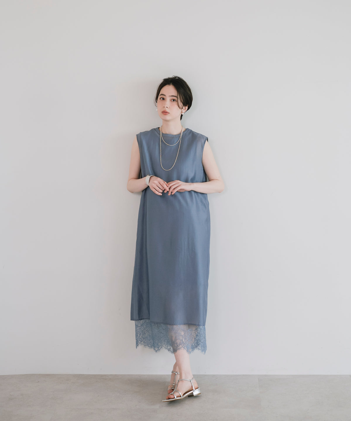 【Layerable】Lace Layered Sleeveless Onepiece