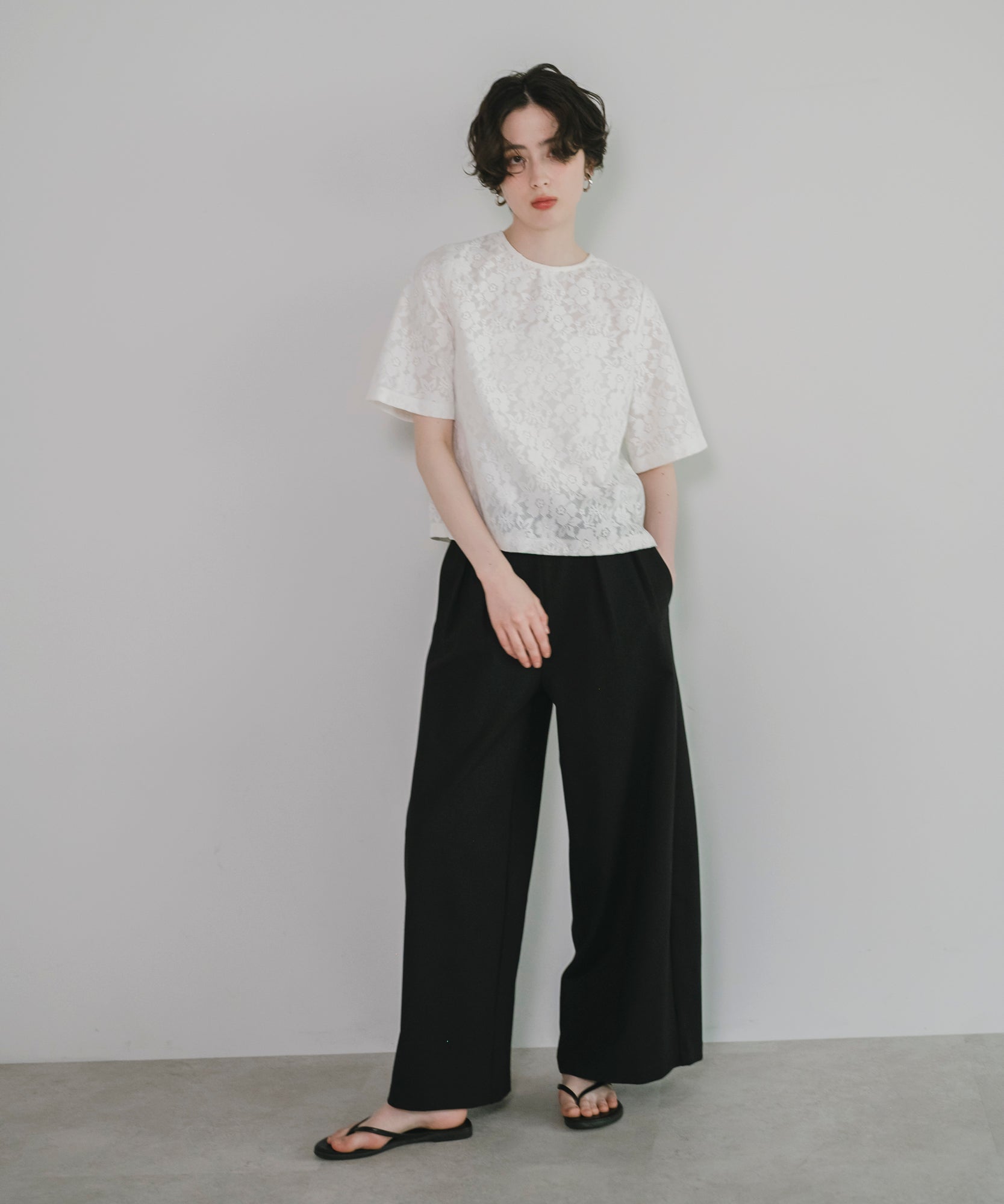 【Wrinkle Prevention】Lace Basic Tshirts