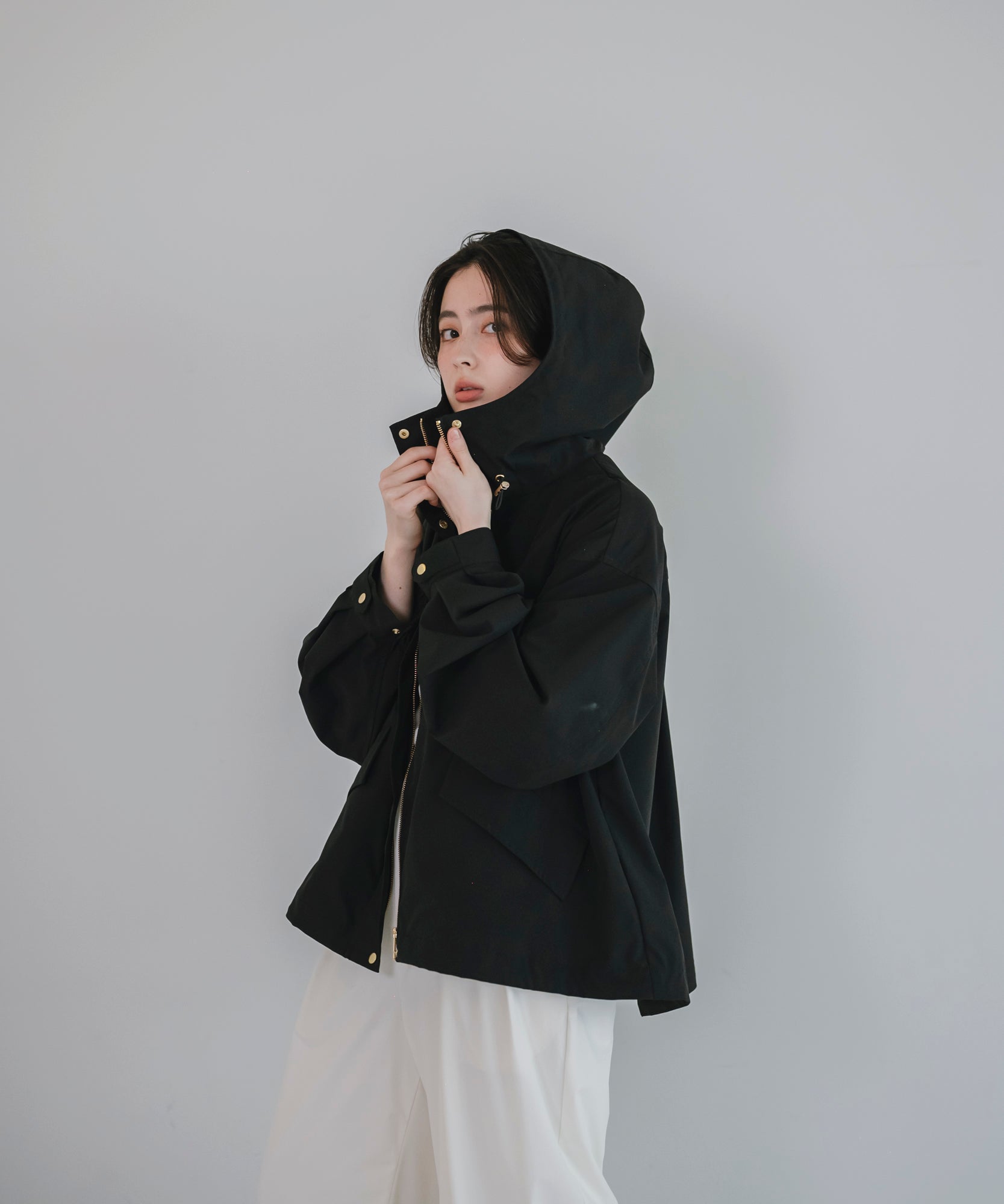【Water Repellent】Stand Collar Flared Blouson