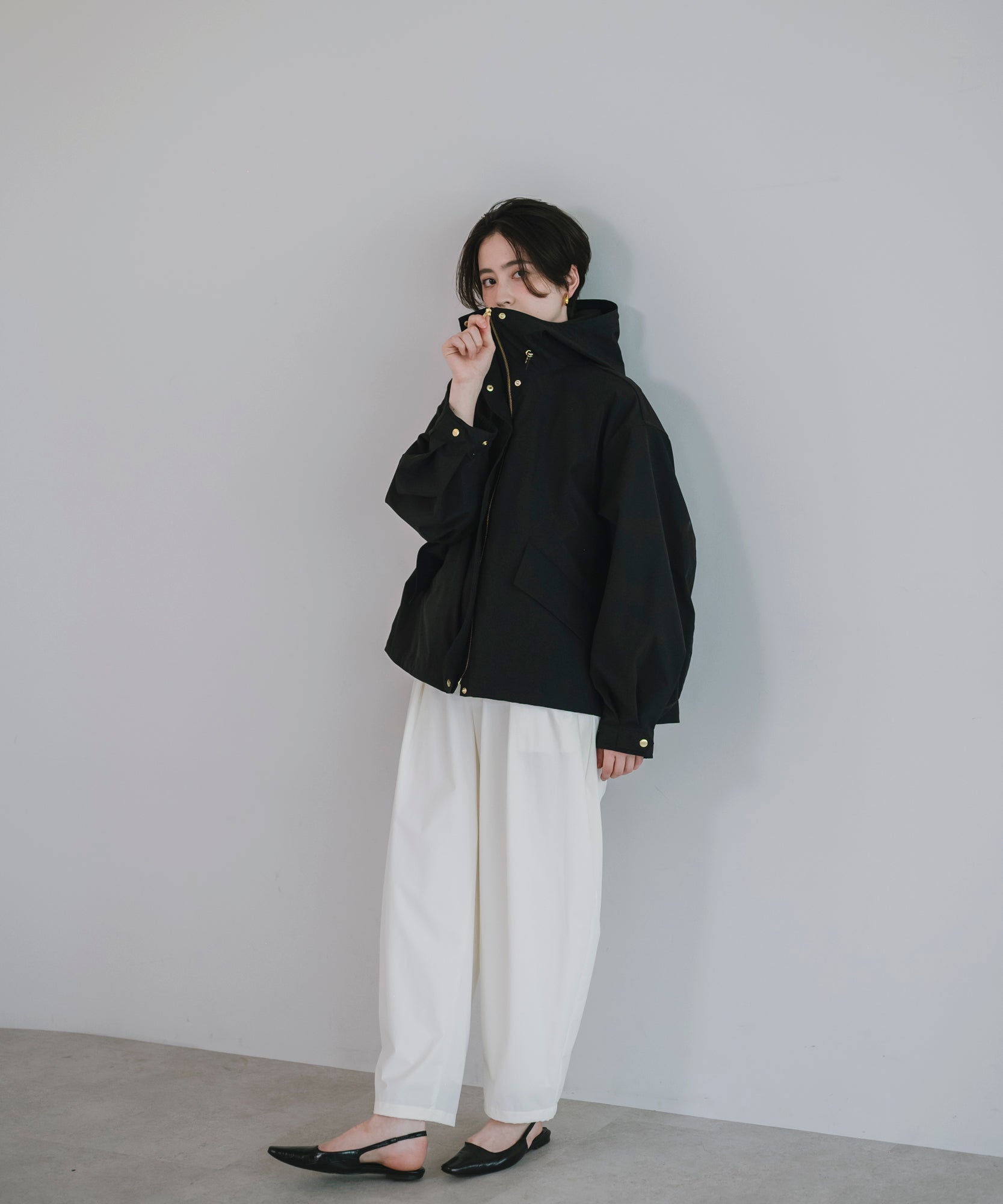 【Water Repellent】Stand Collar Flared Blouson