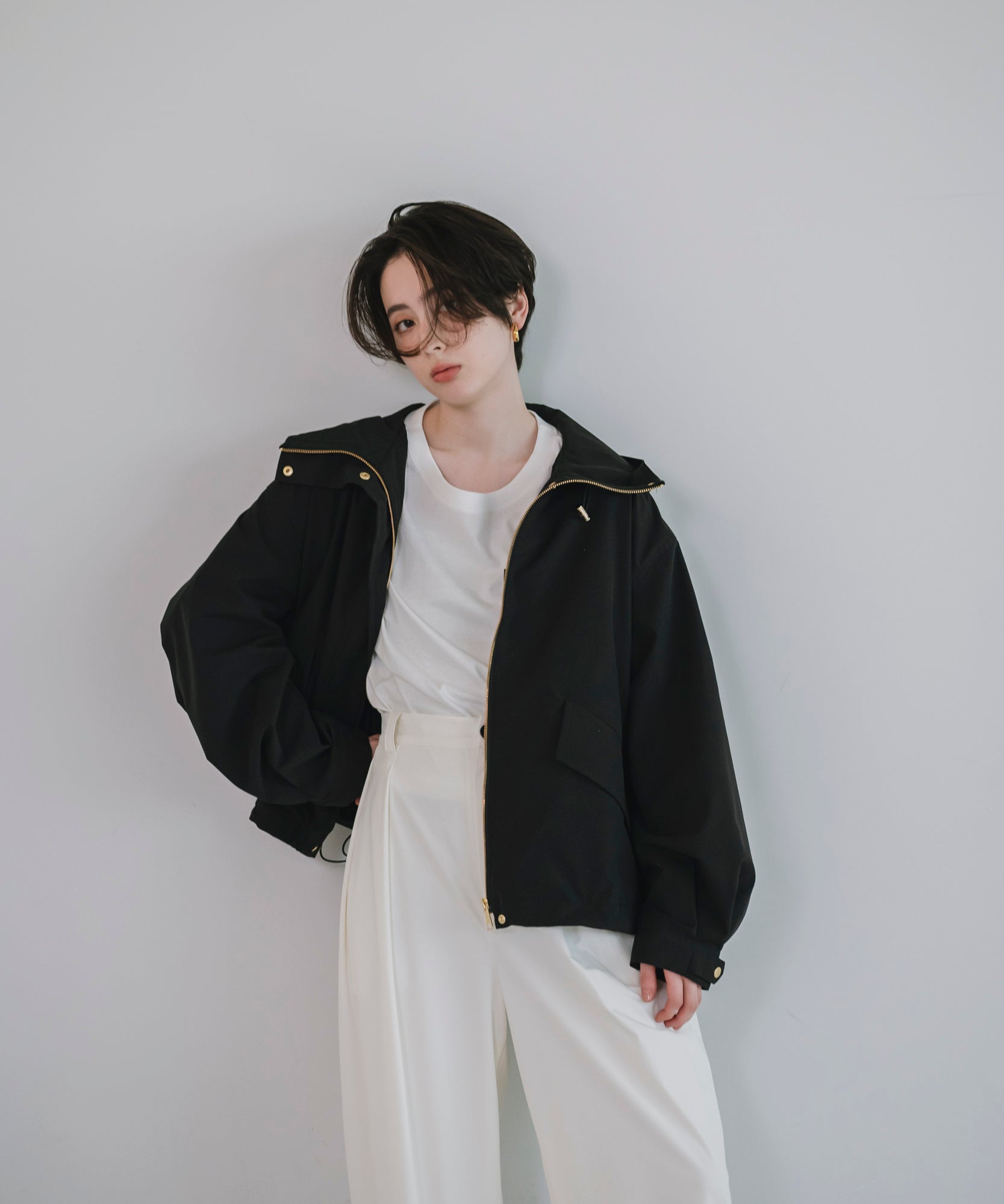 【Water Repellent】Stand Collar Flared Blouson