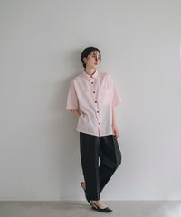 【Assorted Fabrics】Relaxed Boxy Half-Sleeve Shirt