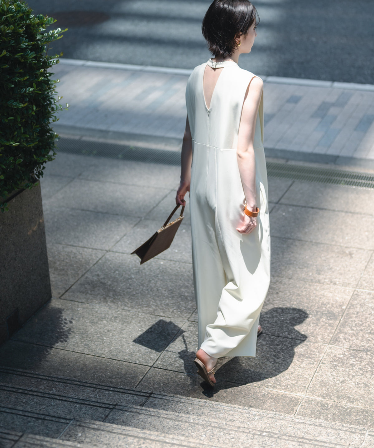 【Wrinkle Prevention】Cocoon Sleeveless All In One