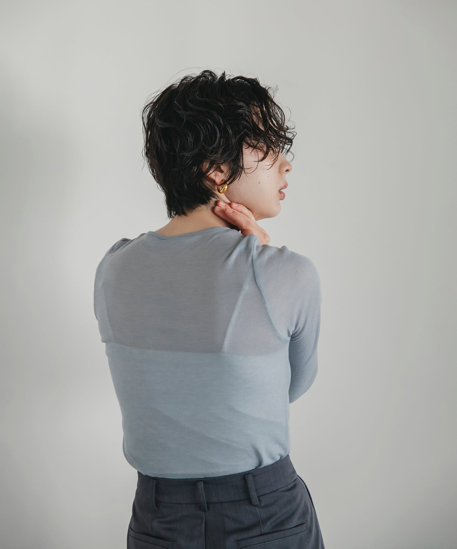 【Machine-Washable】Sheer Stretch Long Sleeve Tops