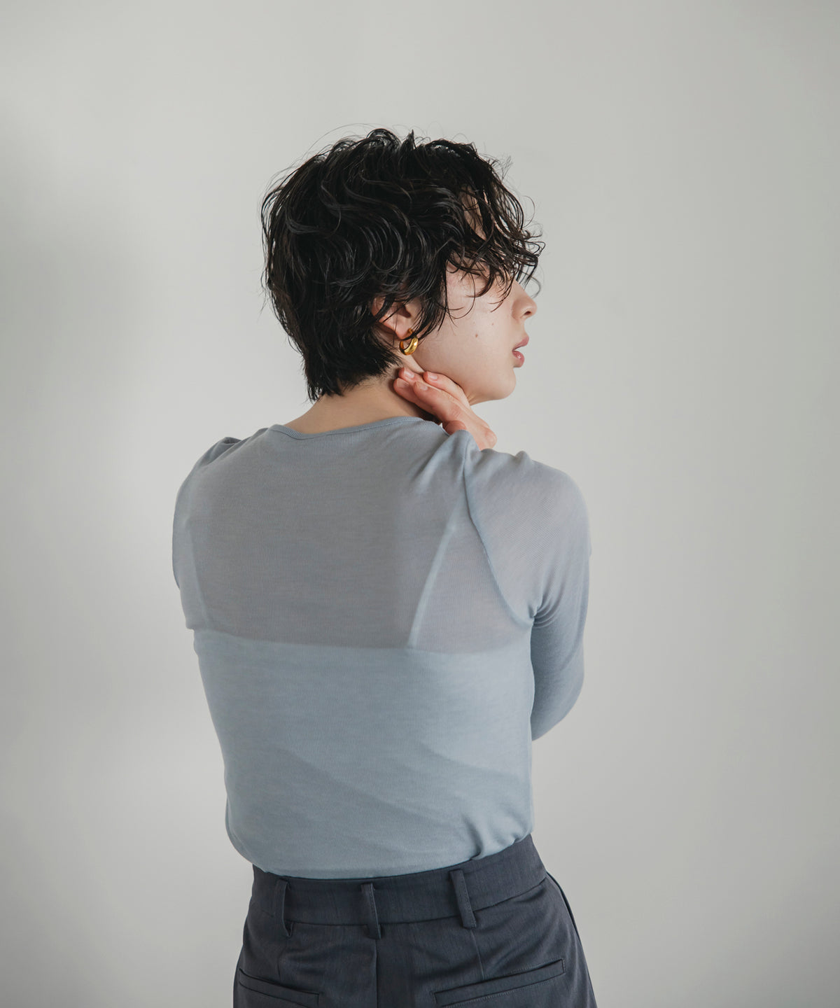 【Machine-Washable】Sheer Stretch Long Sleeve Tops