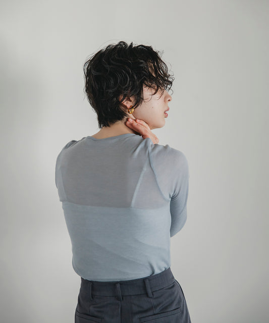 【Machine-Washable】Sheer Stretch Long Sleeve Tops