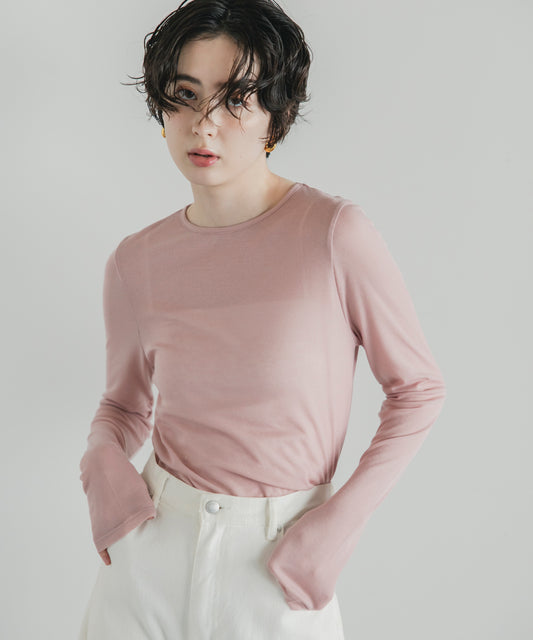 【Machine-Washable】Sheer Stretch Long Sleeve Tops