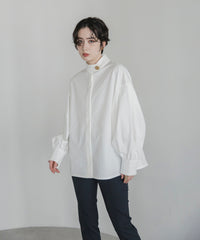 Gold Button Volume Sleeve Blouse