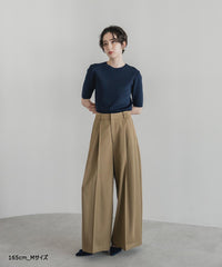 【Wrinkle Prevention】Comfort Line Wide Tuck Pants