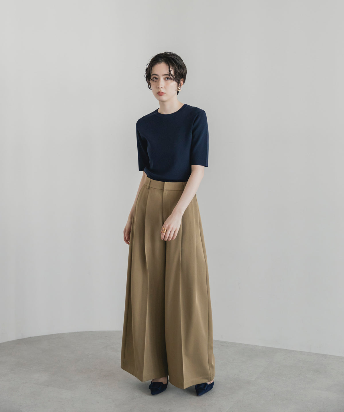 【Cool-Touch】Basic Half Sleeve Knit