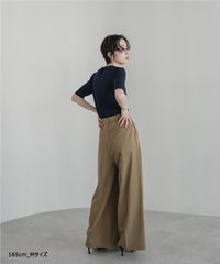 【Wrinkle Prevention】Comfort Line Wide Tuck Pants