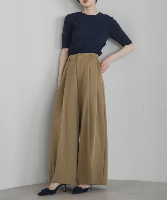 【Wrinkle Prevention】Comfort Line Wide Tuck Pants