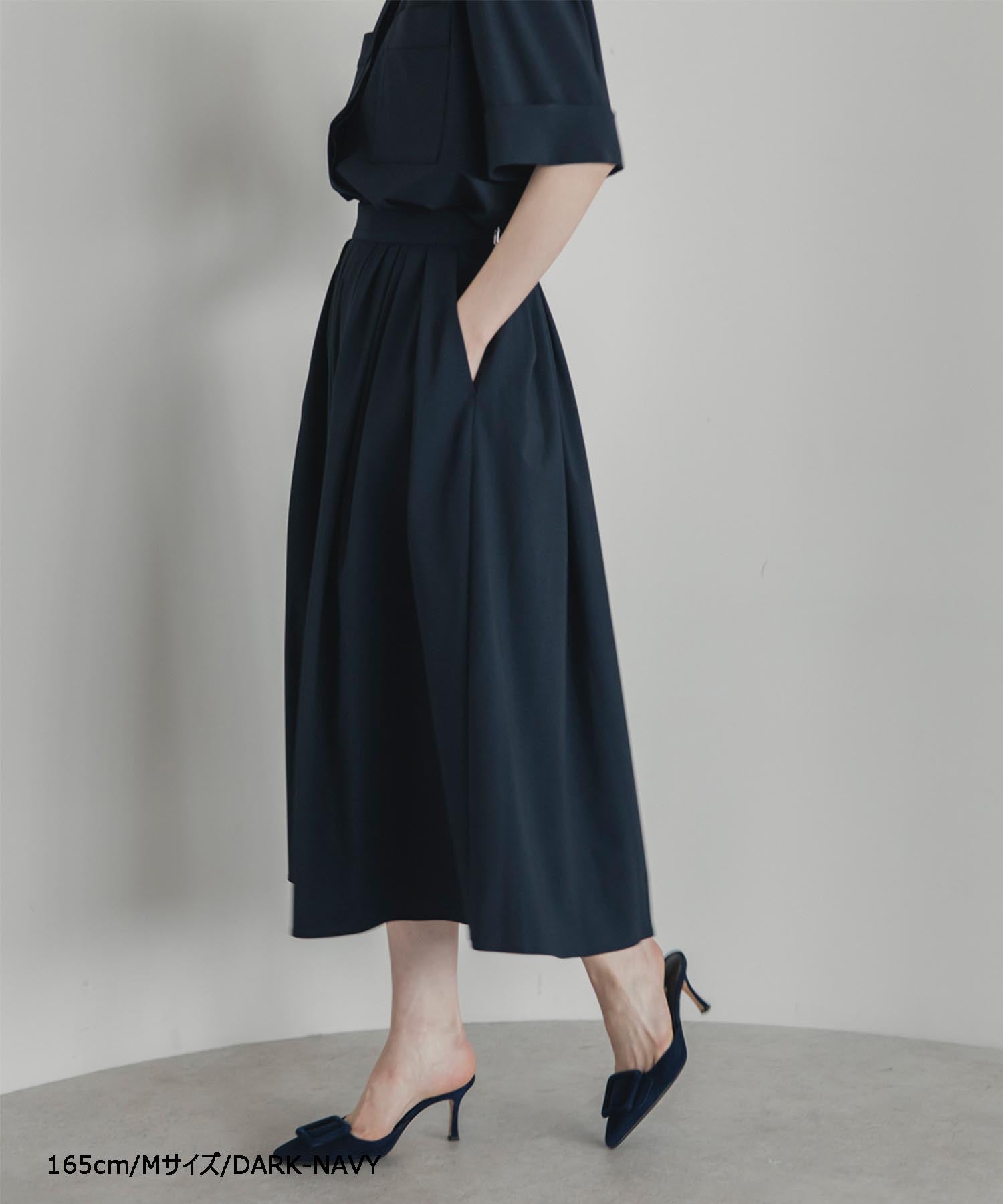 【Cool-Touch】Buckle Tuck Flare Skirt